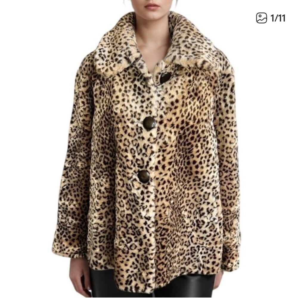 Vintage J. Percy faux fur leopard coat glam mob wife retro Luxe